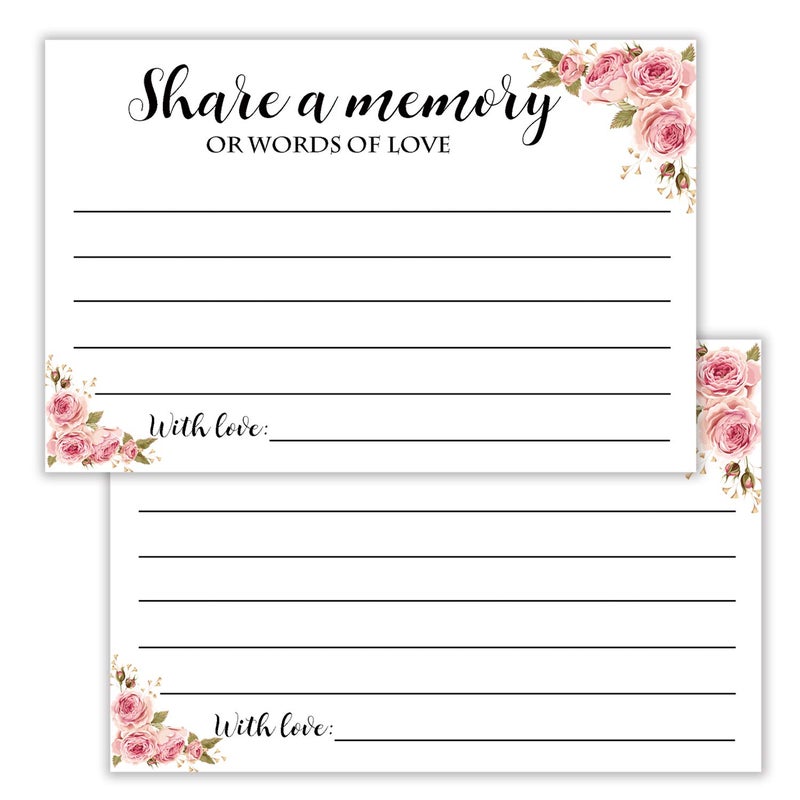 Giftideaworkshop 50 Floral Share A Memory Cards for Celebration of Life Birthday Anniversary Memorial Funeral Graduation Bridal Shower Game, Guest Book Ideas, and Alternatives.4x6 Inches - Image 1